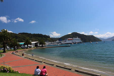 Marina of the city of Picton in New Zealand. Picton is a port city in the Marlborough District on the South Island of New Zealand.のeditorial素材