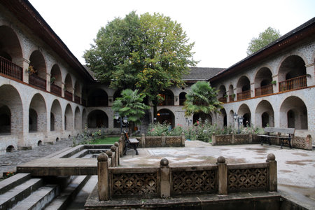 Shaki Caravanserai in Sheki Azerbaijanの写真素材