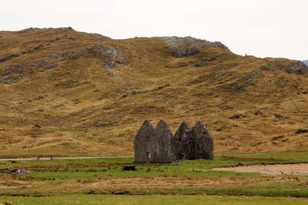 Old ruin near Ardvreck Castle in the Scottish Highlandsの写真素材