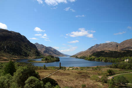 Scotland, view of the memorial at Glenfinnan in the Scottish Highlandsの写真素材