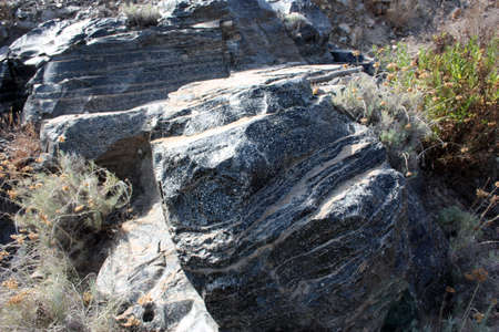 Obsidian on the island of Lipari, Italyの写真素材