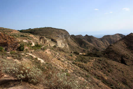 Lipari trails Kaolin cave, Lipari, Italy. The Cave di Caolino are disused kaolinite quarries in the upper part of the sea cliffs on the northwest coast of the island of Lipari.の写真素材