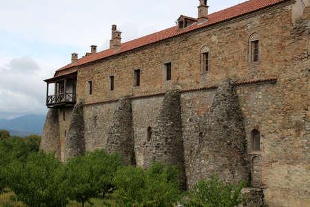 Exterior wall of the Alaverdi Monastery in Georgia. The Alaverdi Monastery is an Orthodox monastery in the Kakheti region of Georgia.の写真素材