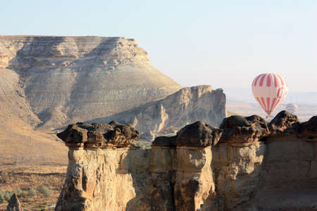 Balloon ride over the Goreme Valley in Turkeyの写真素材