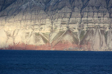Rock formation in Skansbukta, Svalbard, Norway.Skansbukta is located in the outer Billefjord southeast of Dickson Land.の写真素材