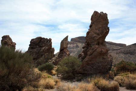 Landscape in the volcanic caldera at National park El Teide, Tenerife, Spainの写真素材