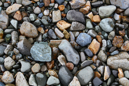 Stones in close up on the beach in Kodiak Island, Alaskaの写真素材