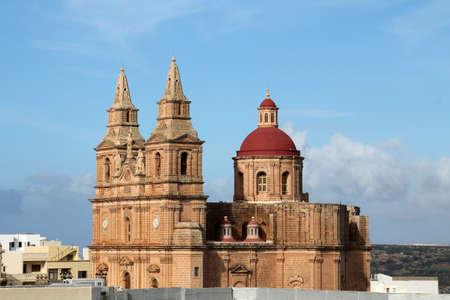 View of the parish church of Mellieha in Maltaの写真素材
