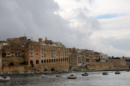 View of the waterfront from the Maltese capital Vallettaの写真素材