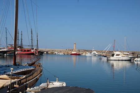 View of the old port of Kyrenia, Turkey Girne, Northern Cyprusの写真素材