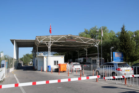 Nicosia border crossing, Cyprus. Border crossing from the Greek to the Turkish part of Nicosia,...