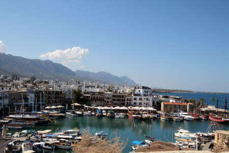 View of the old port of Kyrenia, Turkey Girne, Northern Cyprusの写真素材