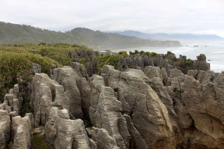 Pancake Rocks a rock formation in Paparoa National Park, South Island, New Zealandの写真素材