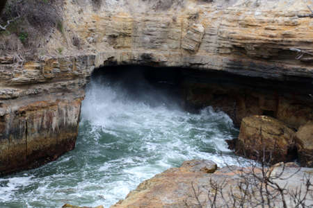 Tasman Blowhole, Tasmania, Australia. The Blow Hole an unusual geological formation in Tasman National Park.の写真素材
