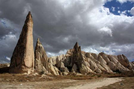 Tuff stone formation in Cappadocia, Turkeyの写真素材