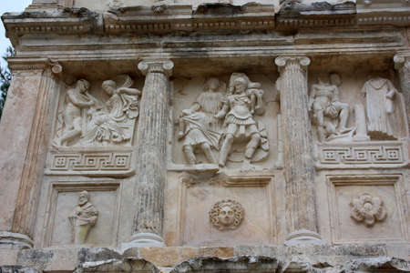 Segment from the wall relief of the Sebasteion in Aphrodisias, Turkeyの写真素材