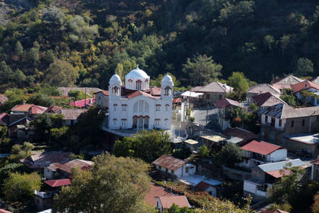 The village of Moutoullas in the Troodos Mountains, Cyprusの写真素材