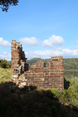 Ruins of the prison on Sarah Island, Tasmaniaの写真素材