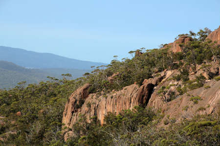 Rocky landscape at Wineglass Bay Walk, Freycinet National Park, Tasmaniaの写真素材