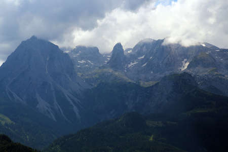 View of the Kaiser Mountains in the Eastern Alps, Austriaの写真素材