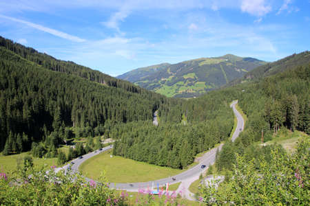 View of Gerlos Street in the Alps, Austriaの写真素材