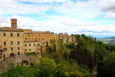 View of the old town of Volterra, Tuscany, Italyの写真素材