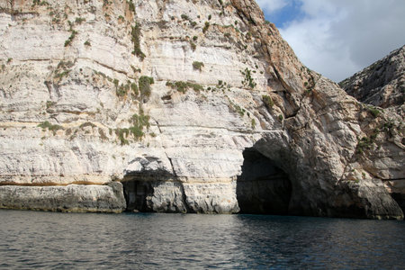 The world famous Blue Grotto in Malta seen from the seaの写真素材