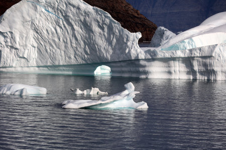 Icebergs in Uummannaq Fjord, Greenland, Denmarkの写真素材