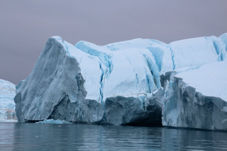 Iceberg in Ilulissat Icefjord in Disko Bay, Greenland, Denmarkの写真素材