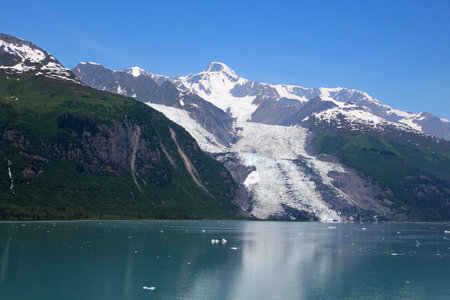 Glacier in College Fjord, Alaska, United Statesの写真素材