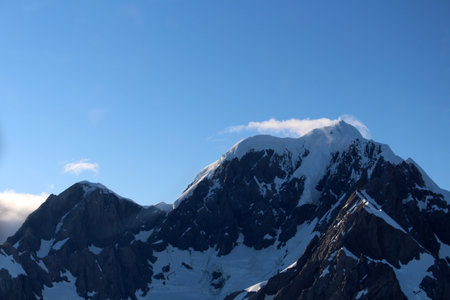 Mount Cook in the New Zealand Alps seen from the helicopterの写真素材