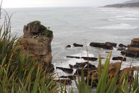 Pancake Rocks a rock formation in Paparoa National Park, South Island, New Zealandの写真素材