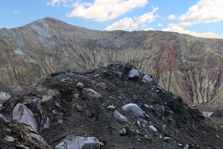 In the crater of Volcanic White Island/ Whakaari - New Zealandの写真素材