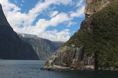 Milford Sound landscape, Fiordland National Park, South Island of New Zealandの写真素材