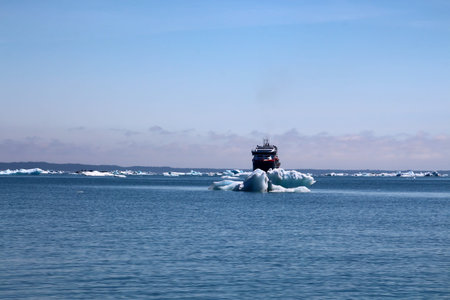Expedition ship in Icy Bay, Alaska