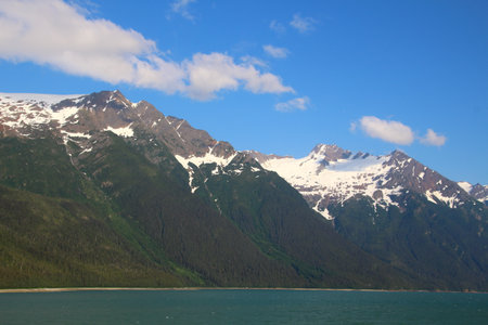 Coastal mountain range in Favorite Channel, Alaska, United Statesの写真素材