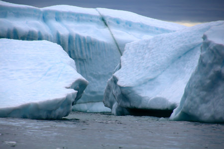 Arctic, Icebergs in Disko Bay, Greenland, Denmarkの写真素材