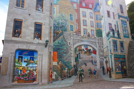 Murals of Quebec City, Quebec, Canadaのeditorial素材
