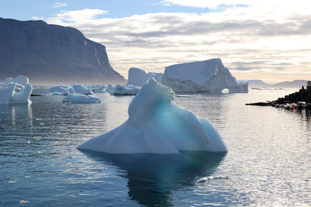 Greenland, iceberg in the Uummannaq Fjord, the large fjord system in the northern part of western Greenlandの写真素材