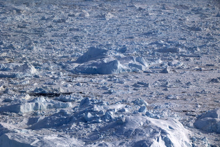 Sermeq Kujalleq Glacier, also Jakobshavn Glacier or known as Ilulissat Glacier seen from an airplaneの写真素材