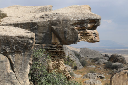 Landscape in Gobustan National Park, Azerbaijanの写真素材