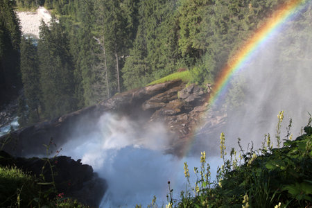 Krimml waterfalls in the Alps, Austriaの写真素材