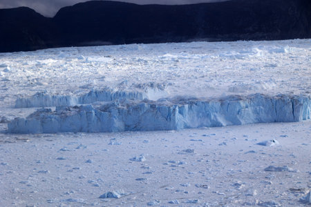 Sermeq Kujalleq Glacier, also Jakobshavn Glacier or known as Ilulissat Glacier seen from an airplane, Greenlandの写真素材