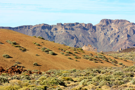 In the volcanic crater of Pico del Teide, Tenerife, Spainの写真素材