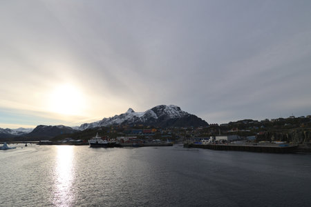 Sisimiut in the morning light in Greenland, Denmarkの写真素材