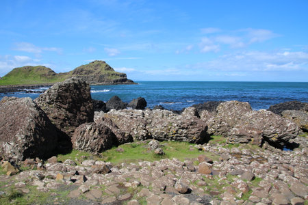 Coastal scenery at Giant's Causeway in Northern Irelandの写真素材
