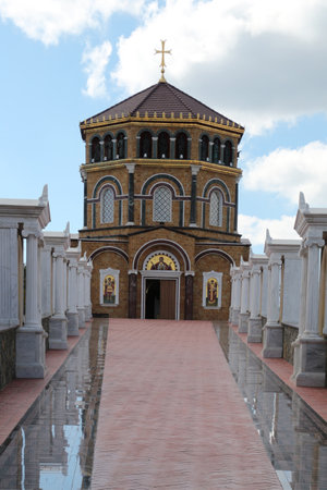 Throni Hill Chapel by the tomb of Archbishop Makarios III, Mountain Throni, Cyprusの写真素材