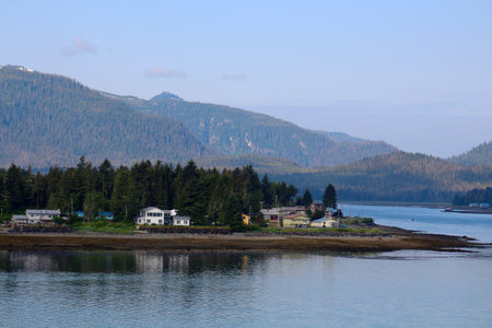 Alaska, coastal landscape of the small town of Petersburg, United Statesの写真素材