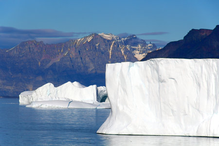 Monumental icebergs in Uummannaq Fjord, Greenland, Denmarkの写真素材