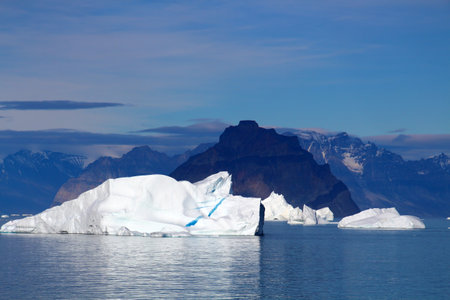 Arctic, Icebergs in Uummannaq Fjord, Greenland, Denmarkの写真素材